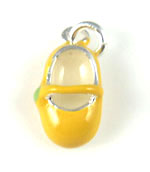 Silver yellow enamel baby shoe charm