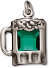 silver green beer mug crystal charm