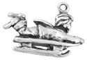 silver winter child sleighing charm
