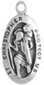 Silver Oval St. Christopher Medal Charm or Pendant