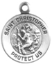 Silver Round St. Christopher Medal Charm