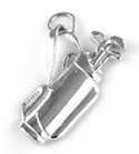 Silver golf bag with clubs charm or pendant