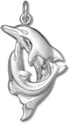 Silver swimming dolphins charm C3360