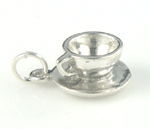 Sterling silver teacup and saucer charm