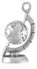 Silver Moveable World Globe charm