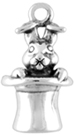 Silver rabbit in top hat magic charm
