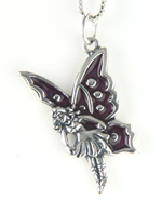Silver & red enamel fairy charm (chain not included)