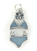 Silver blue enamel bikini charm