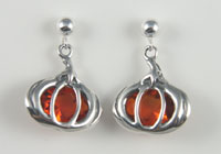 Silver & crystal pumpkin charm earrings