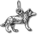 Sterling silver wolf charm 3-D