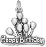 Silver Happy Birthday with Balloons Charm