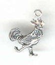 Sterling silver rooster charm 3-D