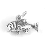 Sterling Silver Open Mouth Bass Charm