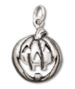 Silver Jack-O-Lantern or Halloween Pumpkin Charm