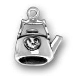 Silver small teapot with heart charm