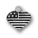 Silver heart shaped flag charm