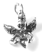 Silver angel with heart charm