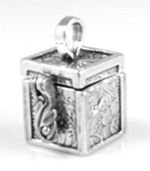 Silver large prayer box charm or pendant that opens