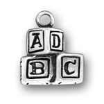 Silver ABC block baby charm