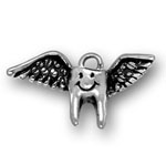 silver tooth with wings charm