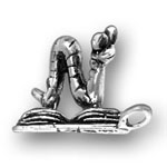 silver book worm charm
