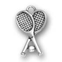 Silver double tennis racquets charm