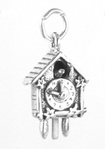 Silver cuckoo clock charm with moving bird