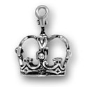 Silver queen king crown charm