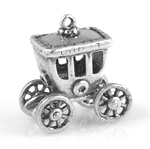 Silver coach charm with wheels that move