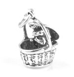 Silver basket with rabbit (opens) charm