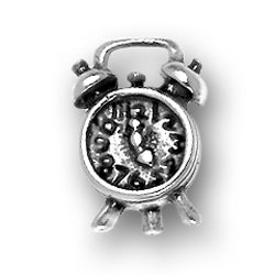 Silver alarm clock charm