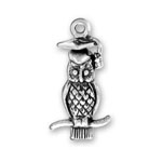 Silver owl with graduation hap charm