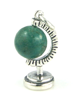 Silver green globe charm 