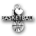 Silver I Heart Basketball Charm