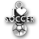 Silver I Heart Soccer Charm