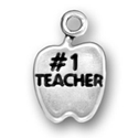 Sterling silver #1 Teacher apple charm