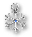 Sterling silver snowflake charm with blue crystal 