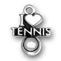 Silver I Love Tennis charm or pendant