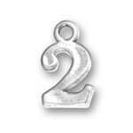 silver number 2 charm for necklaces