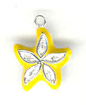 Silver enamel yellow starfish charm with crystals