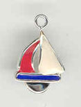 Silver enamel sailboat charm