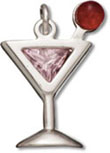 silver cosmopolitan drink crystal charm