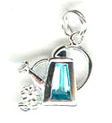 Silver blue crystal watering can charm