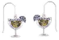 silver margarita crystal charm earrings