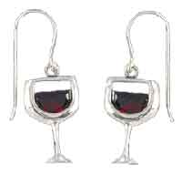 silver red wine crystal charm earrings