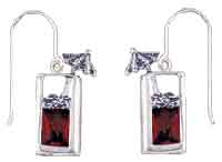 silver tropical drink crystal charm earrings