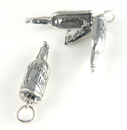 Silver Jamaica rum wine bottle charm that opens