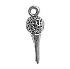 Silver golf ball and tee charm
