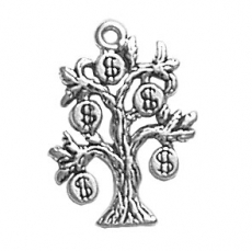Silver money tree charm