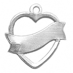 Silver heart with banner pendant